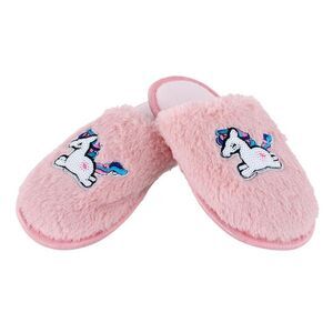 CTM Girl's Fuzzy Unicorn Slide Slippers